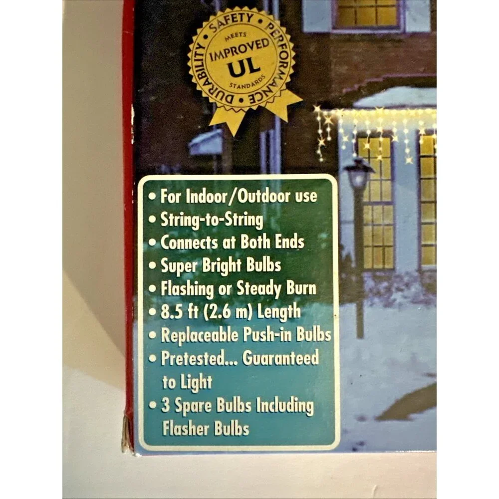 Nature's Ice Lights Icicle String 100 Christmas Indoor Outdoor Flash Steady NEW